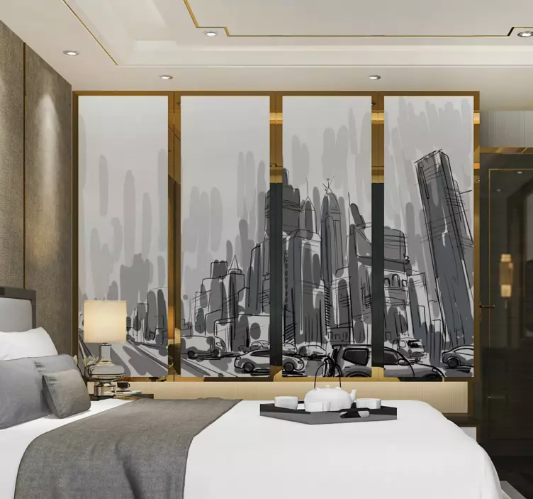 Nálepka so skriňovými dverami mestskej krajiny - Tenstickers