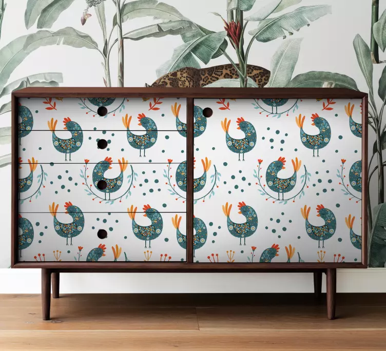 Nálepka na nábytok pre kurčatá a kvety - Tenstickers