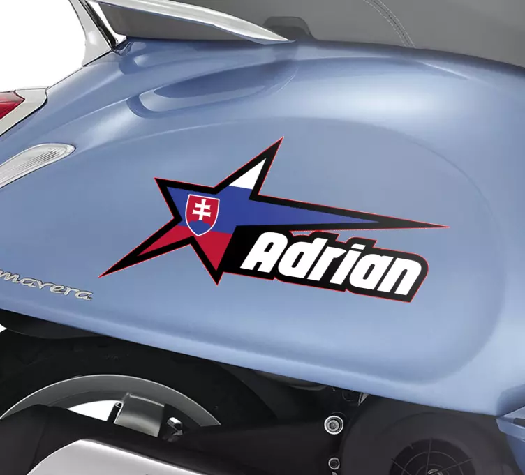 Slovenská vlajka a vlastný názov obtlačok motocykla - Tenstickers