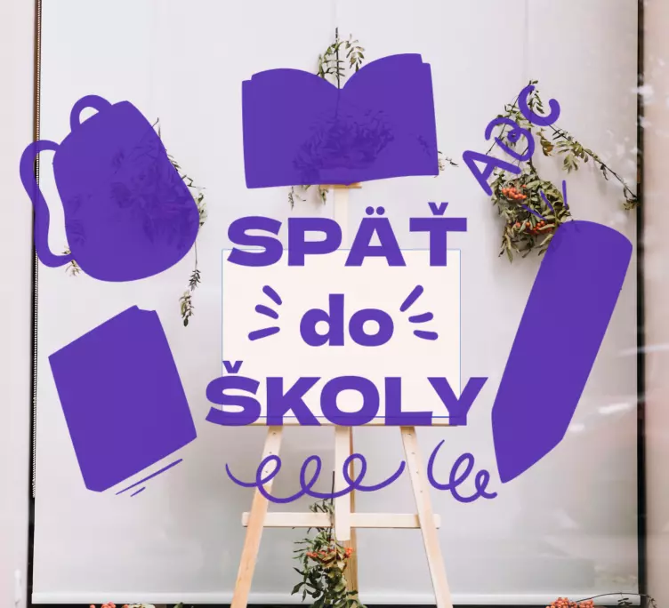 štítok s reklamným textovým oknom späť do školy - Tenstickers