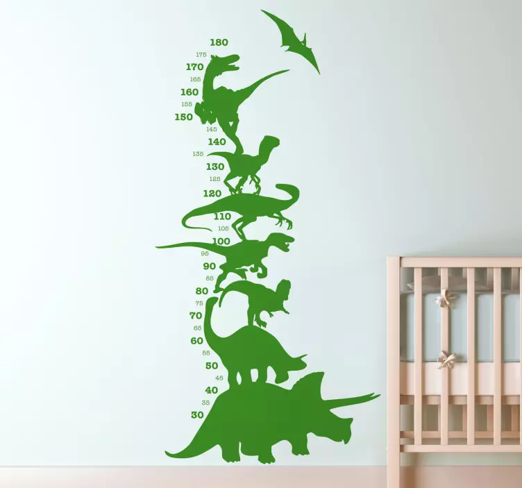 Nálepka s dinosaurom s výškovým grafom - Tenstickers