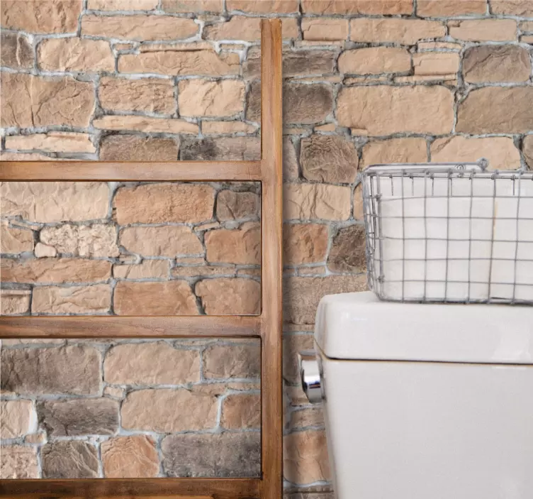 Svetlohnedá kamenná tehla, rustikálny vinylový štítok - Tenstickers