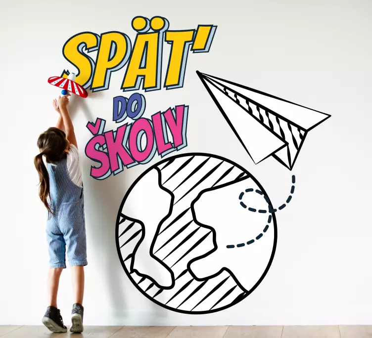 Mapa sveta s nálepkou späť do školy - Tenstickers