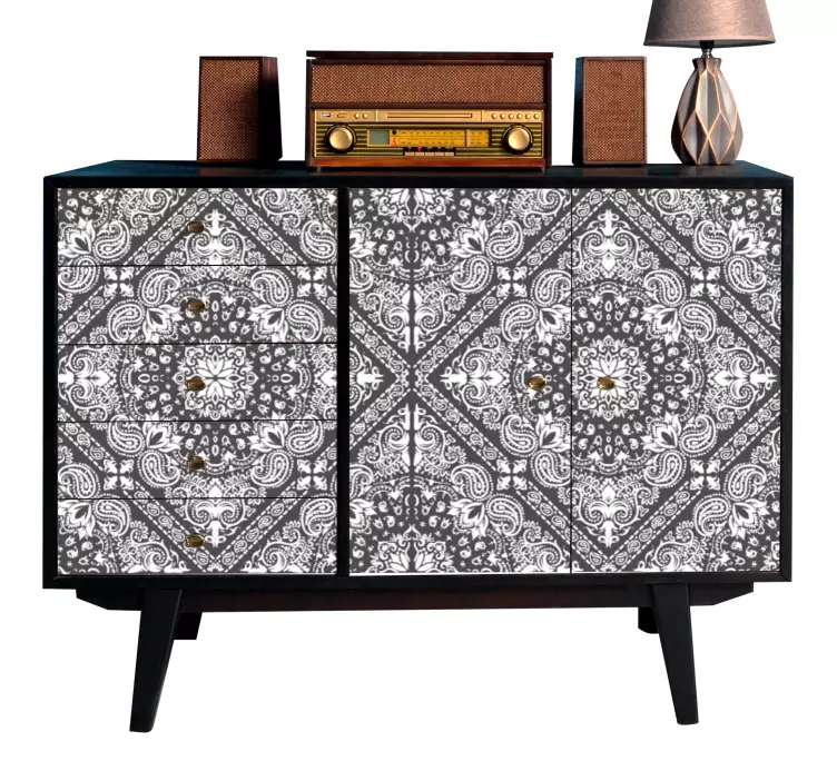 Trojuholníkový čierny šatkový obtisk - Tenstickers