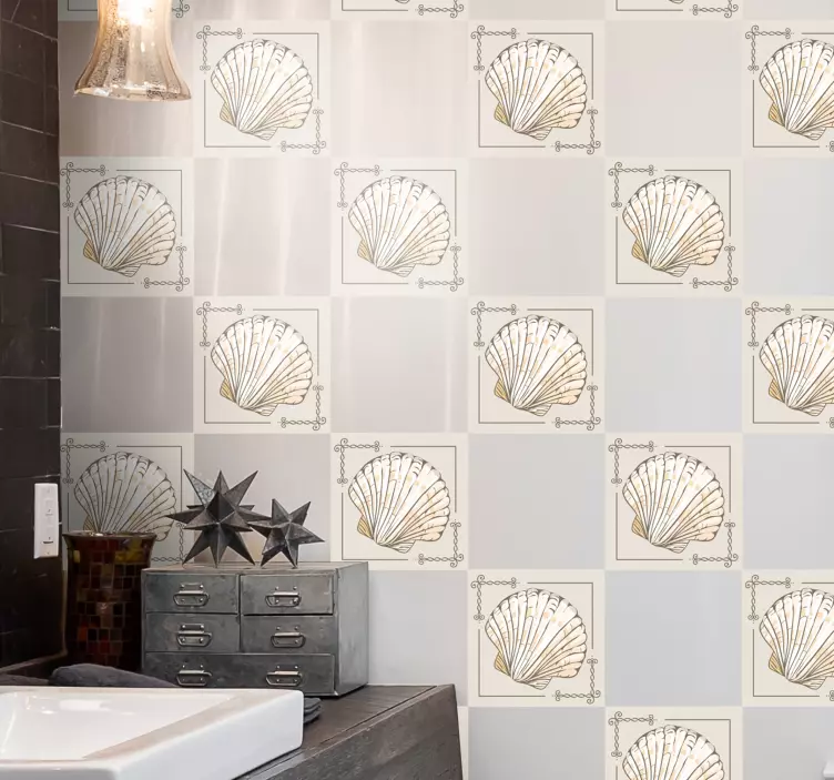 Samolepka na dlaždice veľkej a malej mušle - Tenstickers