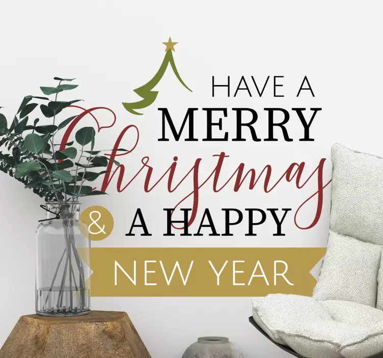 Nálepku veselé vianoce a šťastný nový rok - Tenstickers
