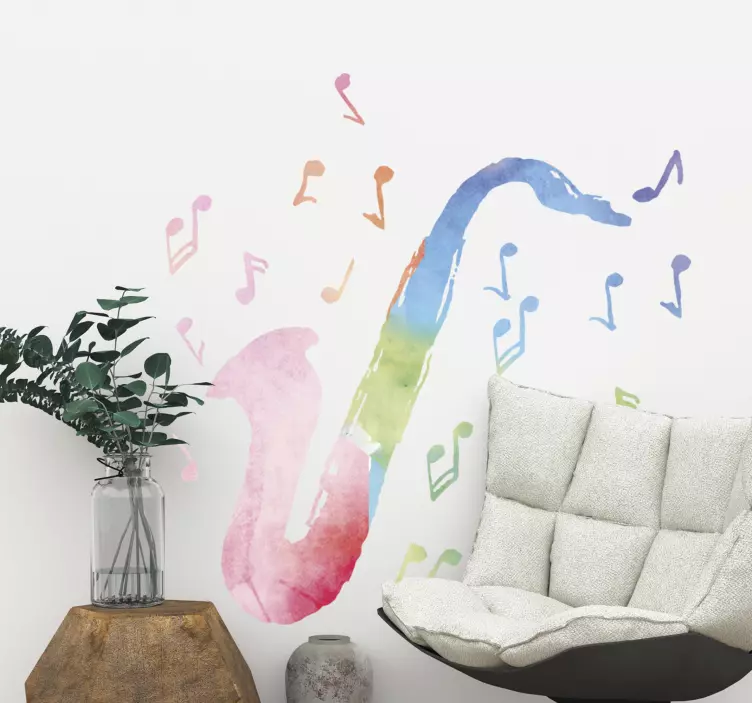 Nálepka s viacfarebným saxofónom a bluesom - Tenstickers