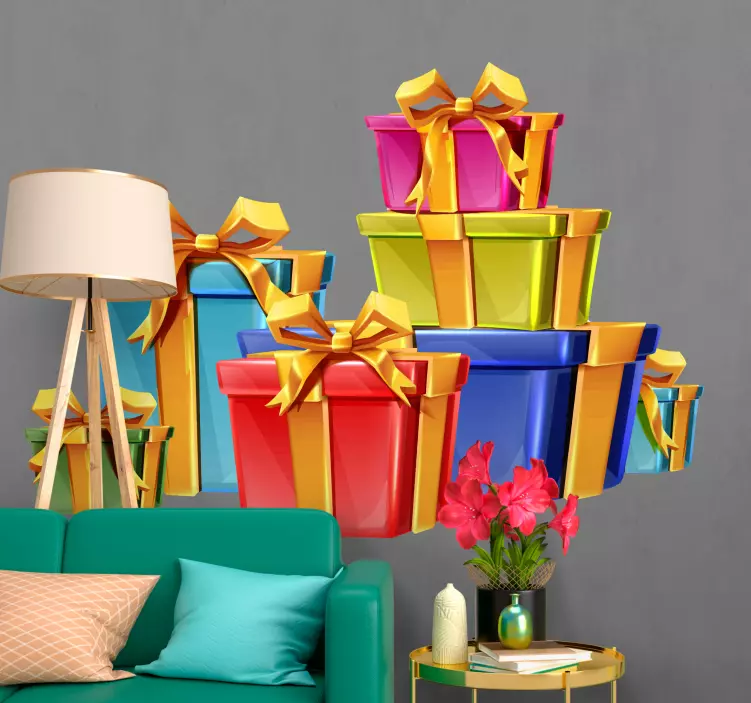 Vianočná nálepka farebné darčekové krabičky - Tenstickers