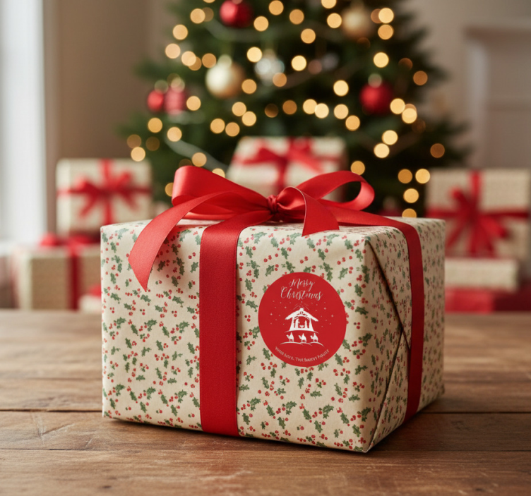 Vianočná nálepka na darčeky s menom - Tenstickers