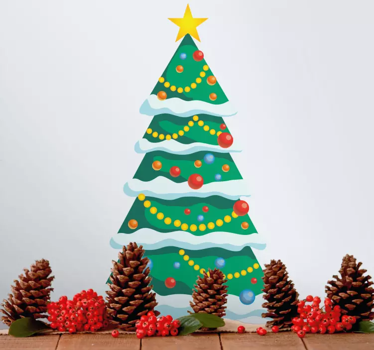 Vianočná nálepka zasnežená výzdoba stromčeka - Tenstickers