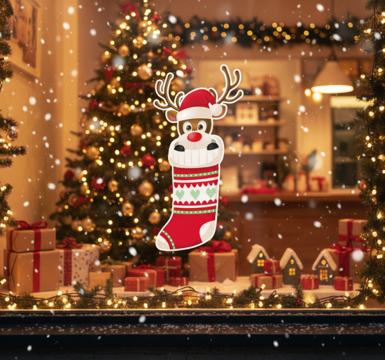 Vianočná nálepka s jeleňom na vianočné pančuchy - Tenstickers