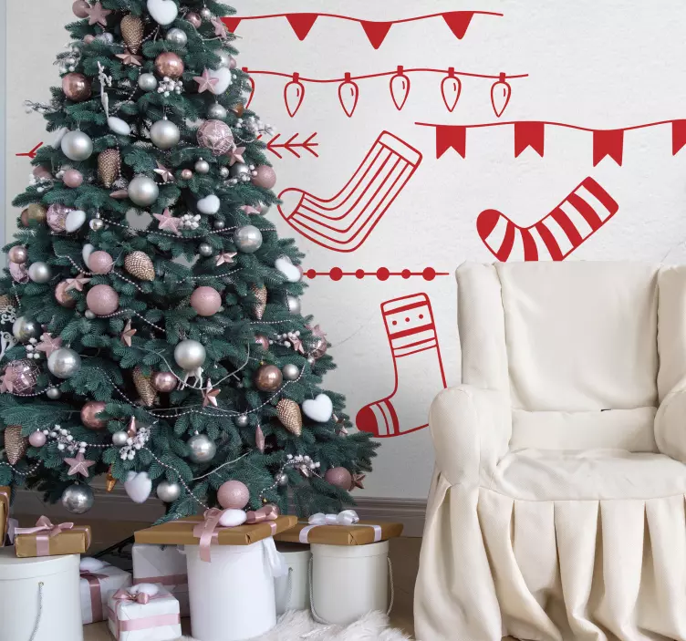 Vianočná nálepka slávnostné sviatočné vzory - Tenstickers