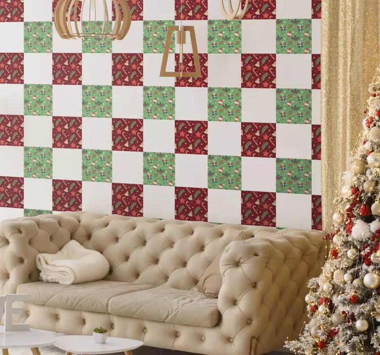 Nálepka na vianočné cukrovinky so vzorom dlaždíc - Tenstickers