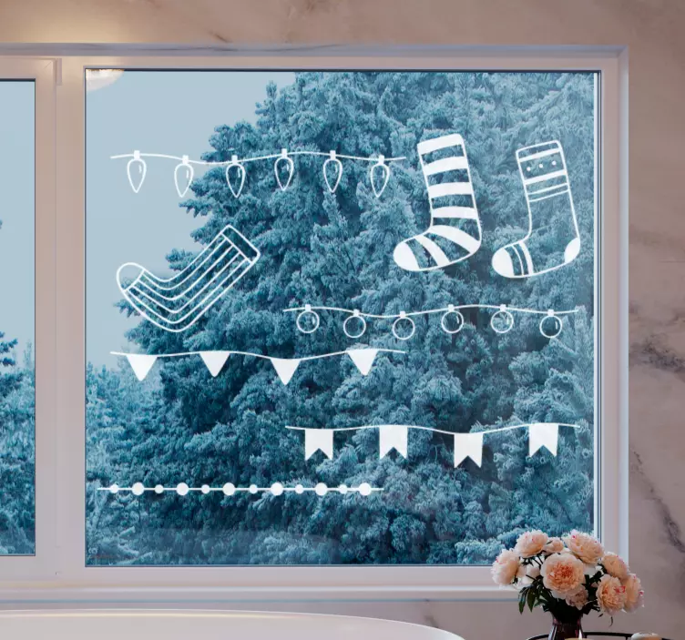 Vianočné ozdoby výšivka nálepka na okno - Tenstickers