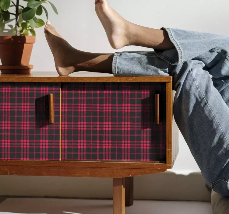 Nálepka s vianočným tartanovým nábytkom - Tenstickers