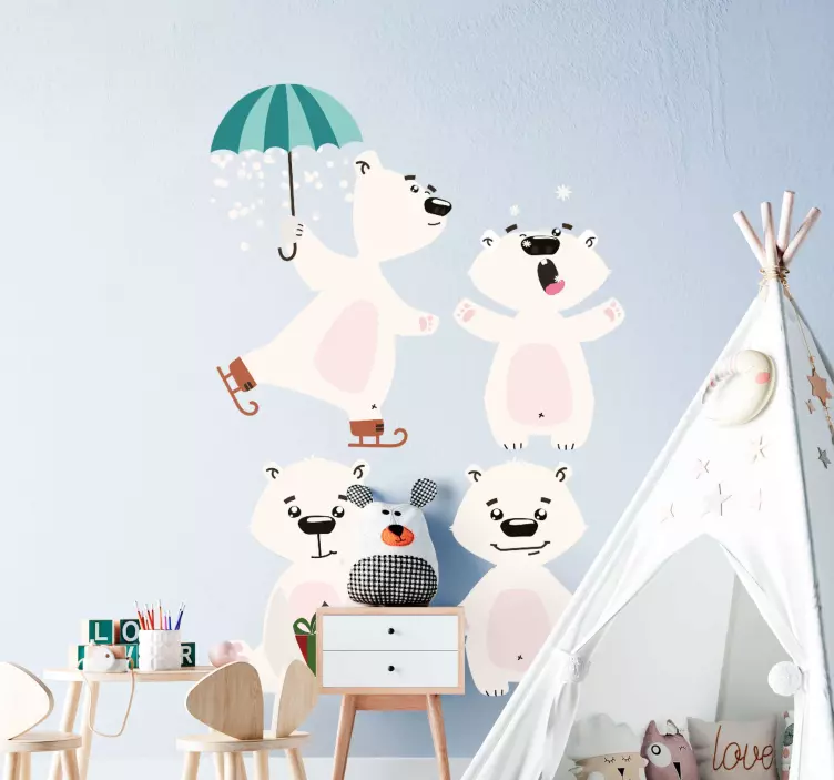 Vianočný polárny medveď vianočná nálepka - Tenstickers