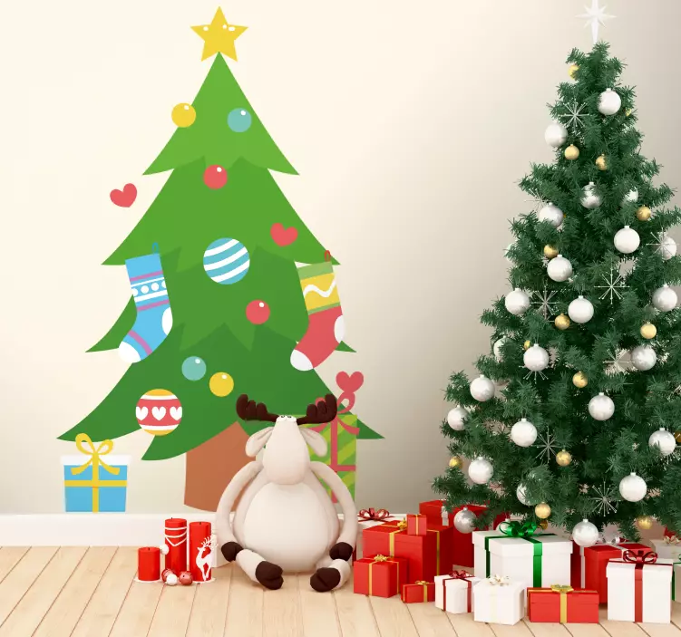 Vianočný stromček s ponožkami urobte si obtisky sami - Tenstickers