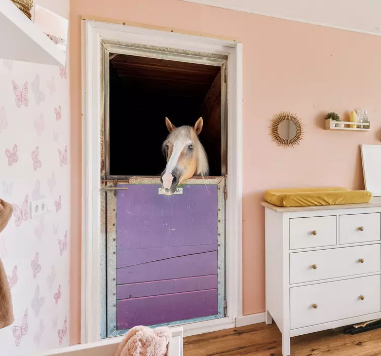 Nálepka na sklenené dvere stajne koňa - Tenstickers
