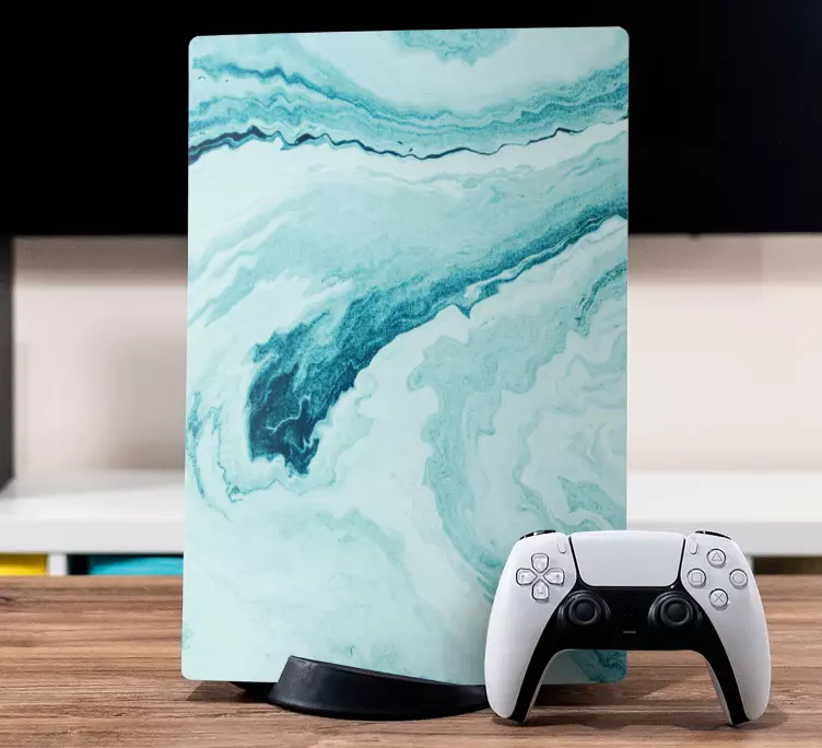 štítok vlny ps5 z modrého mramoru - Tenstickers