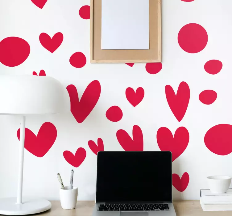 Vzor s samolepkou na stenu na bodky srdce - Tenstickers
