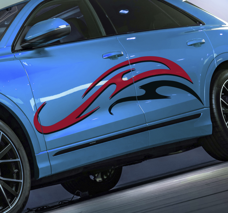 Závodné auto s pruhmi bielej a červenej auto nálepky - Tenstickers