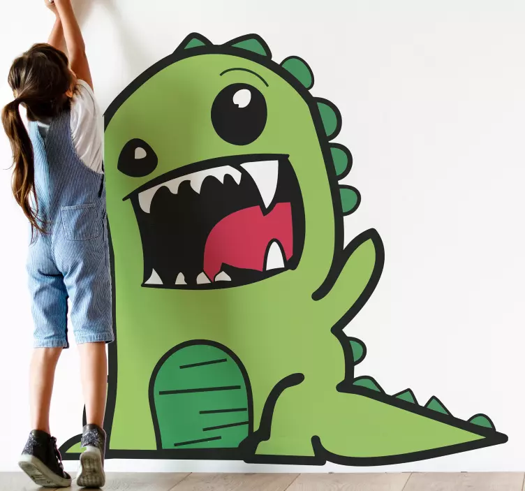 Zelený dinosaurus doodle strašidelná nálepka dinosaura - Tenstickers
