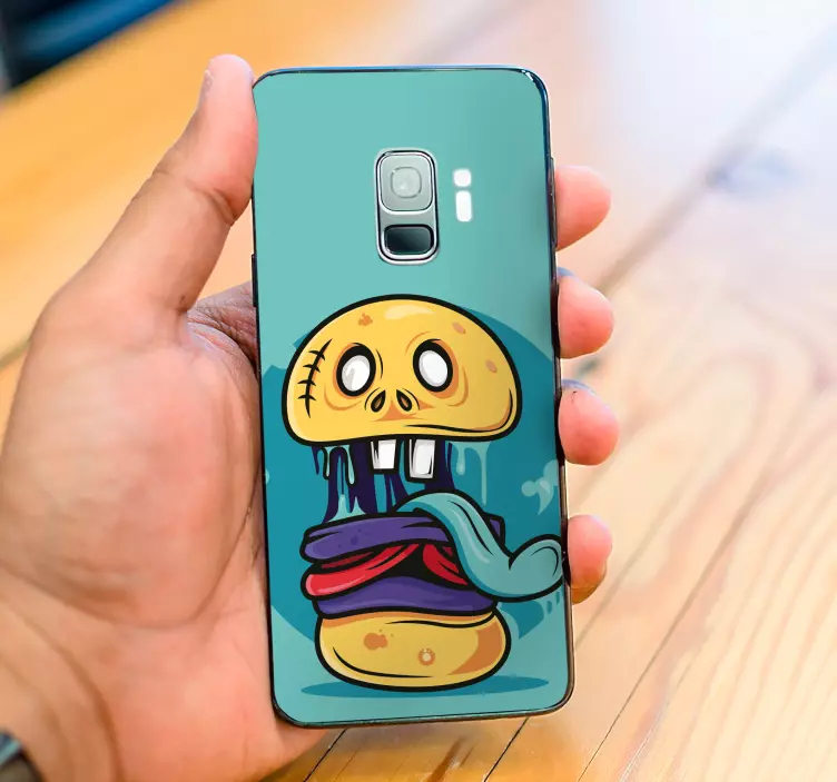 Nálepka so zombie burgerom a karikatúrou samsung - Tenstickers