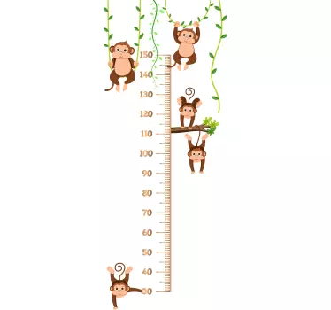detsky meter na stenu šťastné opice - Tenstickers