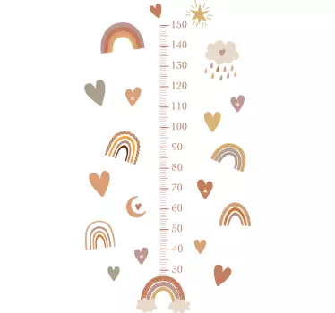 detsky meter na stenu dúha so srdiečkami - Tenstickers