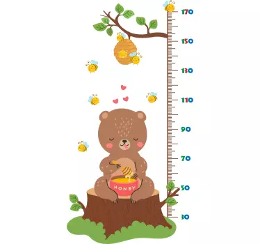 detsky meter na stenu medvedík s medom - Tenstickers