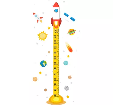 detsky meter na stenu vesmírna raketa - Tenstickers