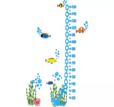 detsky meter na stenu kotva s rybami - Tenstickers