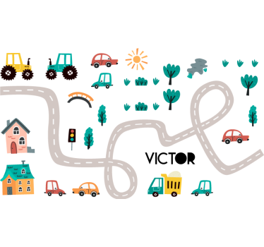Nálepka na stenu traktorová cesta - Tenstickers
