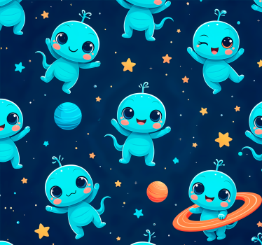 nálepky na nábytok modré astronomické bytosti - Tenstickers