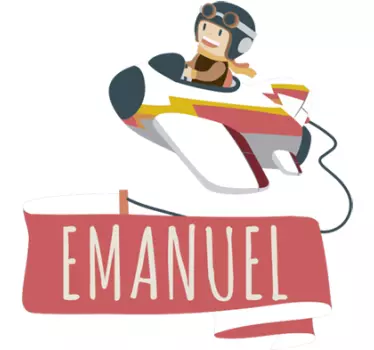 Malé lietadlo s menom cartoon wall sticker - Tenstickers