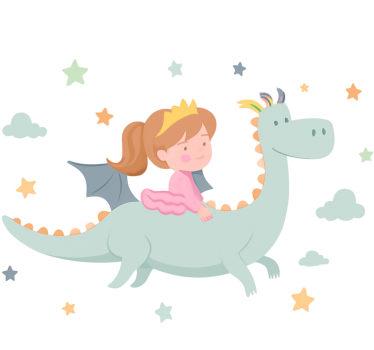 Nálepka pre deti princezná na drakovi - Tenstickers