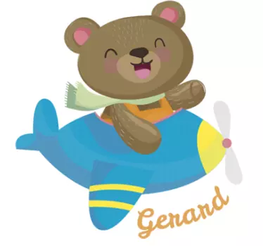 Nálepka pre deti šťastný medveď pilot - Tenstickers