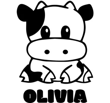 Nálepka pre deti roztomilá krava s vlastným menom - Tenstickers