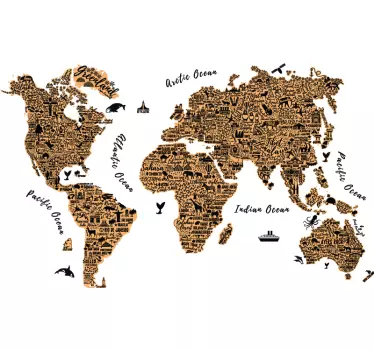 Nálepka sveta s textom mapa sveta - Tenstickers