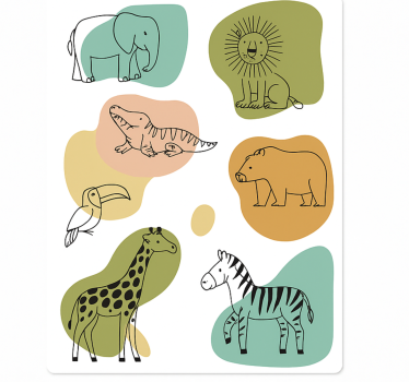 Nálepky na nábytok deti savanové zvieratá - Tenstickers