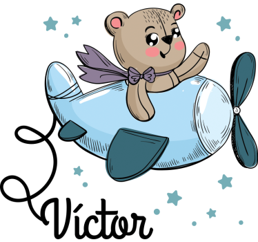 Nálepka personalizovaného letúna s medvedíkom - Tenstickers