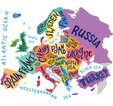 Mapa európy pre deti nálepka svetovej mapy sveta - Tenstickers