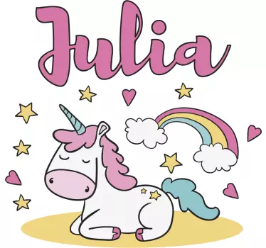 Nálepka s menom jednorožec personalizovaná nálepka - Tenstickers