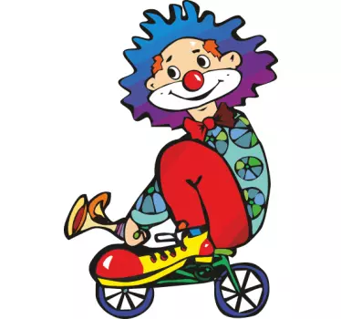 Nálepka pre deti klaun na bicykli - Tenstickers