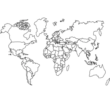 Mapa sveta bez názvu, samolepka na stenu - Tenstickers