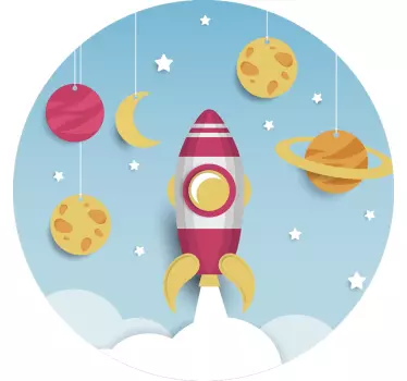 Nálepka pre deti expedícia na štart rakety - Tenstickers