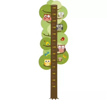 Nálepka s výškovou tabuľkou tabuľka výšky sovy - Tenstickers