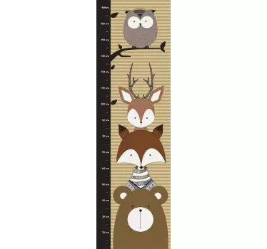 Detské zvieratá meter výška graf obtlačky - Tenstickers