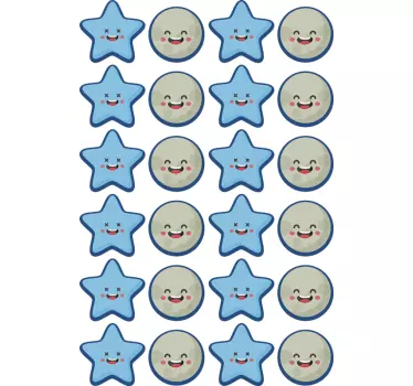 Detské modré hviezdy obtisky - Tenstickers