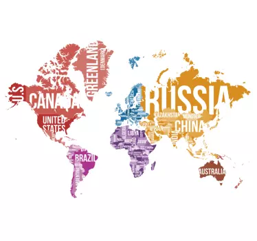 Nálepky mapa sveta krajín - Tenstickers